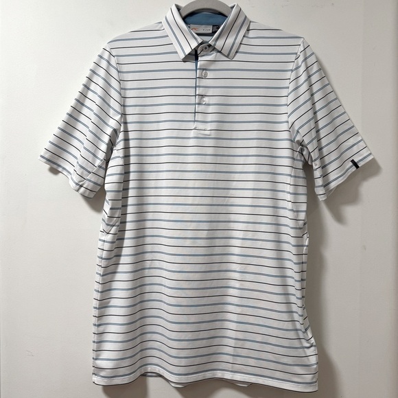 KJUS Polo Shirt Comfort Fit UPF50+ Golf Performance Striped Short Sleeve Small - Picture 1 of 8